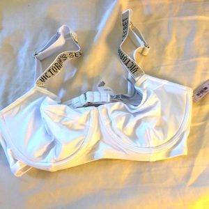 Victoria’s Secret swim white with bling underwire padded 34DD NWT bikini top